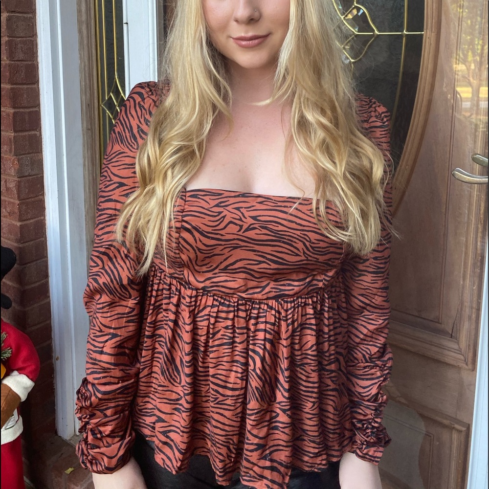 Free People Zebra Top